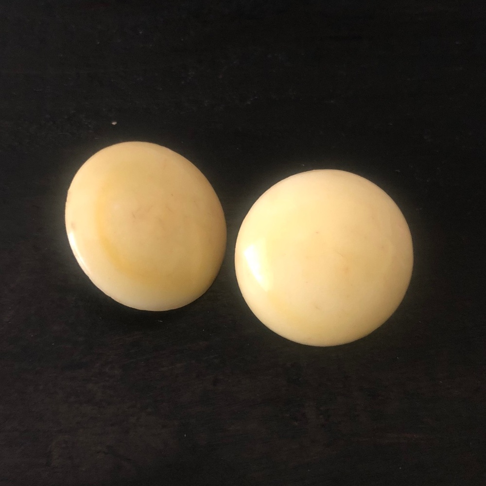 Yellow Button Clip-On Earrings